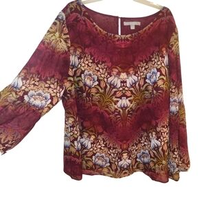 Valerie Stevens Bohemian sheer long sleeve shirt